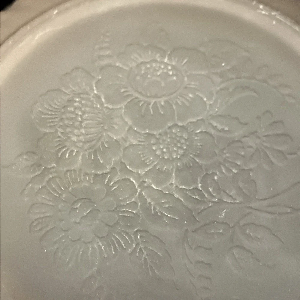 VTG Pink Satin Open Rose Depression Frosted Glass EAPG Reverse Painted Bowl 10